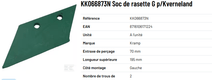 SOL / LABOUR / SEMIS - PIECES USURE CHARRUE - Soc de rasette G p/Kverneland