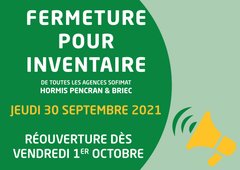 FERMETURE POUR INVENTAIRE / JEUDI 30 SEPTEMBRE 2021