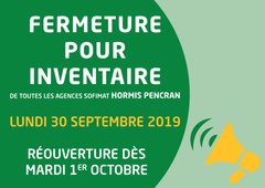 Fermeture pour inventaire de toutes les agences sauf Pencran